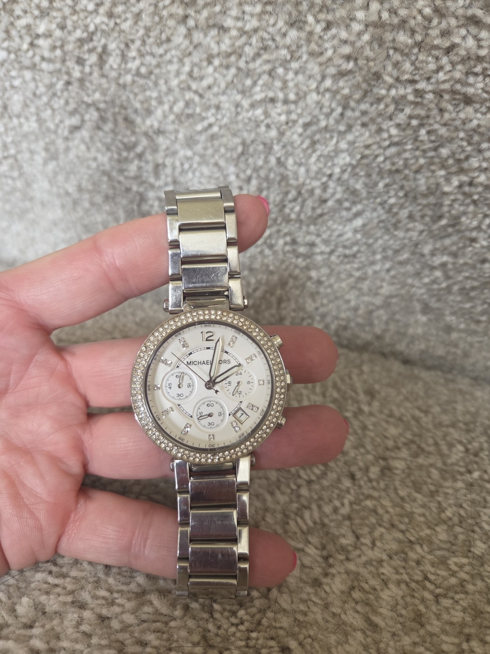 Michael Kors Silver-Tone Crystal Bezel Ladies Bracelet Watch